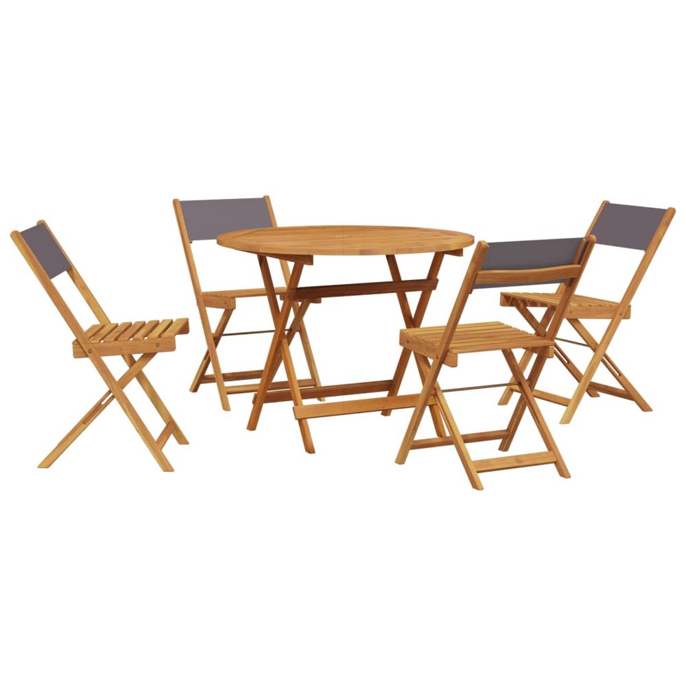 Ensemble à manger de jardin 5 pcs anthracite tissu bois massif