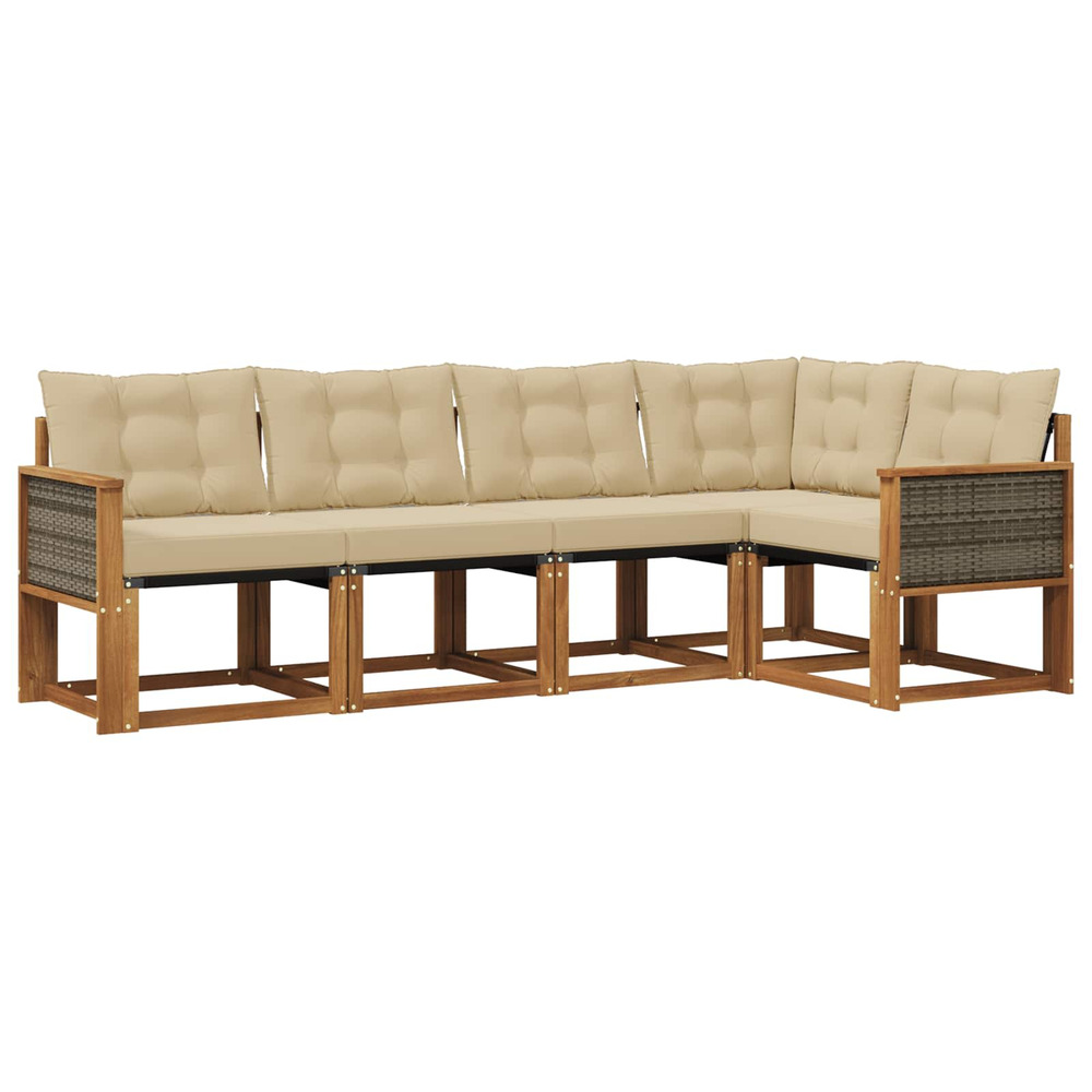 Ensemble de canapés d'extérieur 5 pcs naturel et beige
