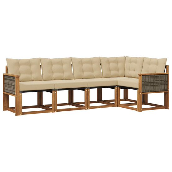 Ensemble de canapés d'extérieur 5 pcs naturel et beige