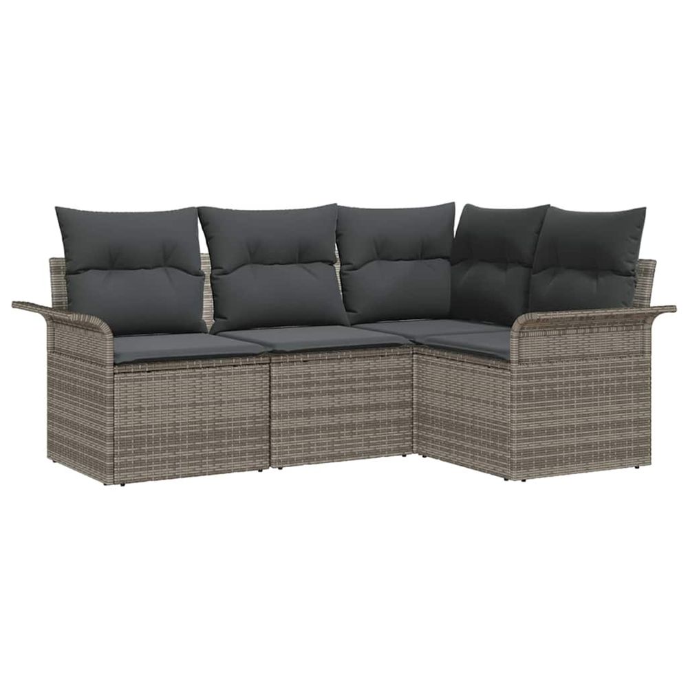 Ensemble de canapé de jardin 4 pc gris polyrotin