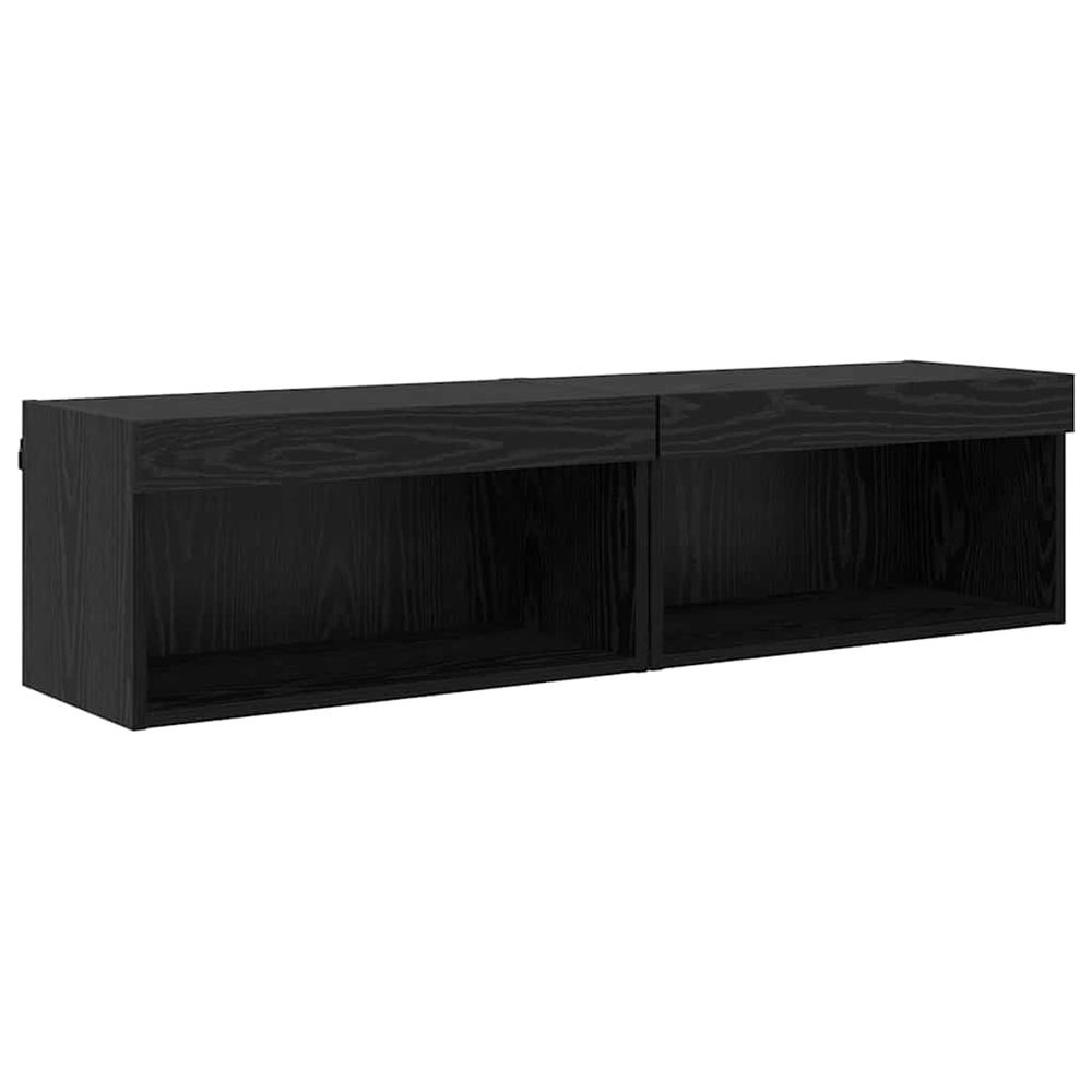 Ensemble meuble tv 2 pc chêne noir bois d'ingénierie