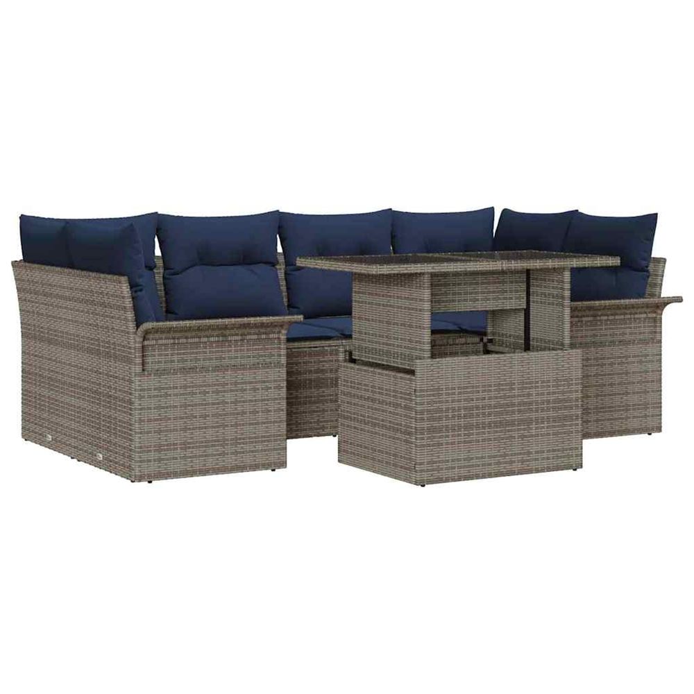 Ensemble de canapé de jardin 7 pc gris