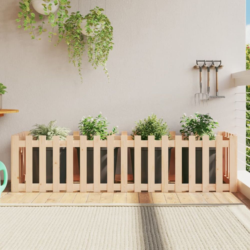 Carré potager design clôture pin massif pour jardin 200x50x50cm brun