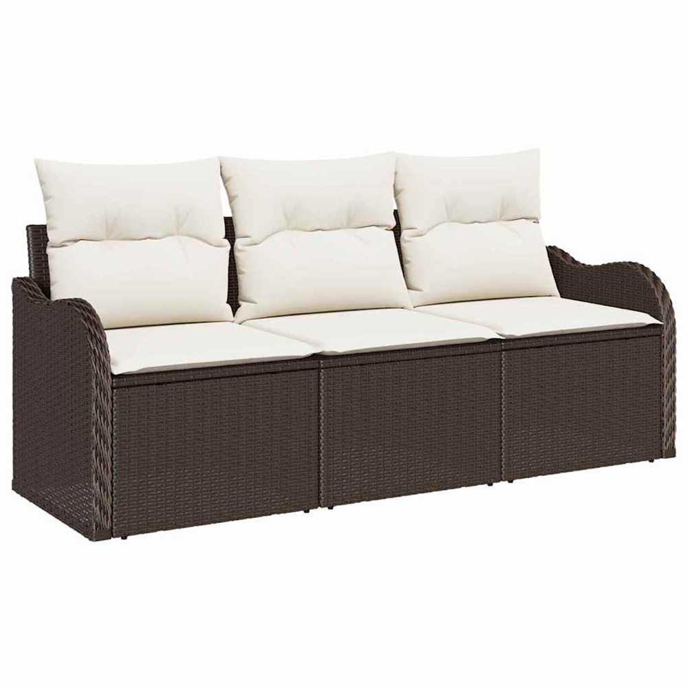 Ensemble de canapé de jardin 3 pcs marron poly rotin