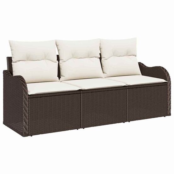 Ensemble de canapé de jardin 3 pcs marron poly rotin