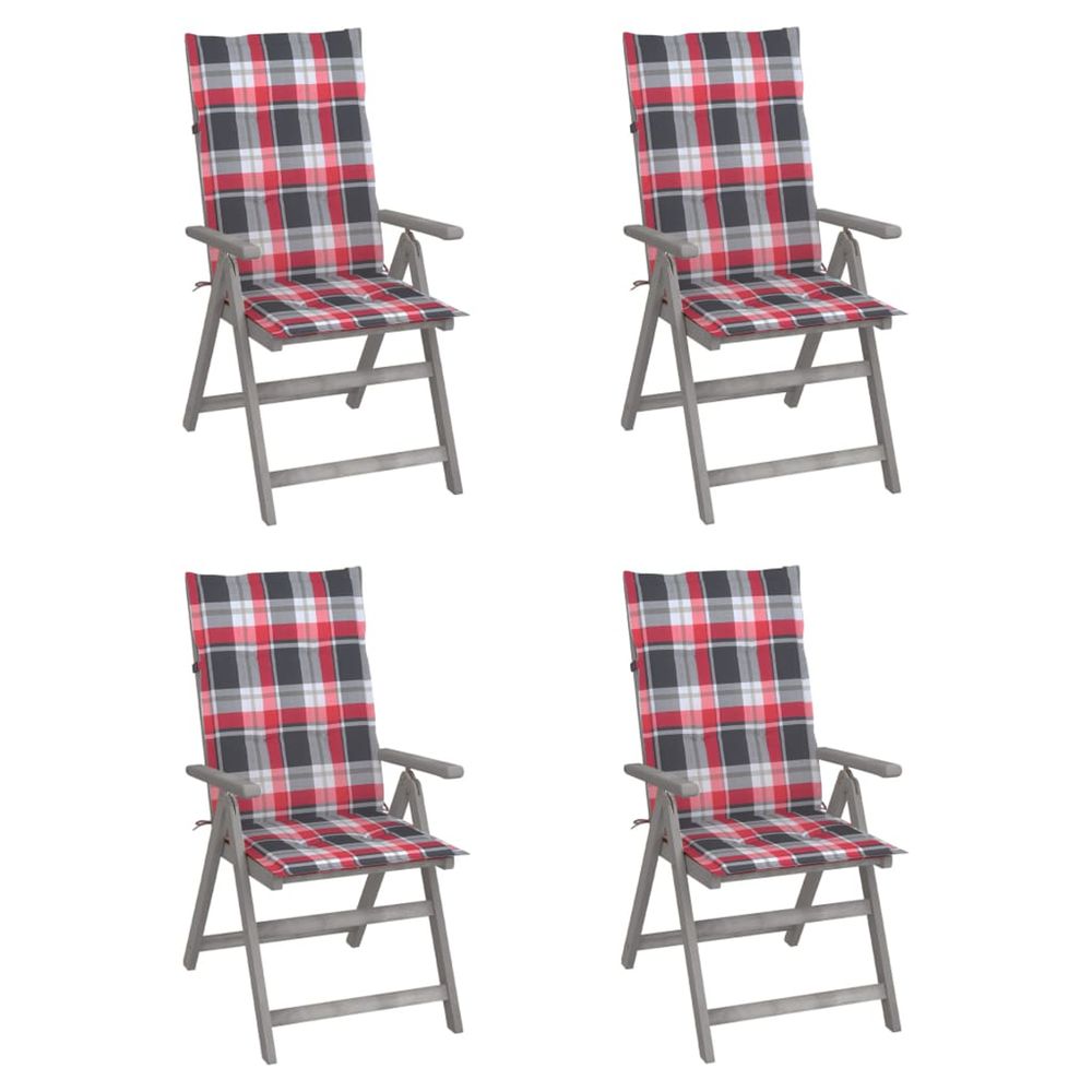 Chaises inclinables de jardin lot de 4 et coussins bois acacia
