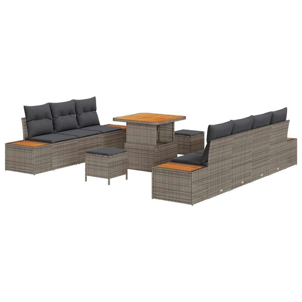 Ensemble de canapé de jardin 10 pc 9-nombre de places gris