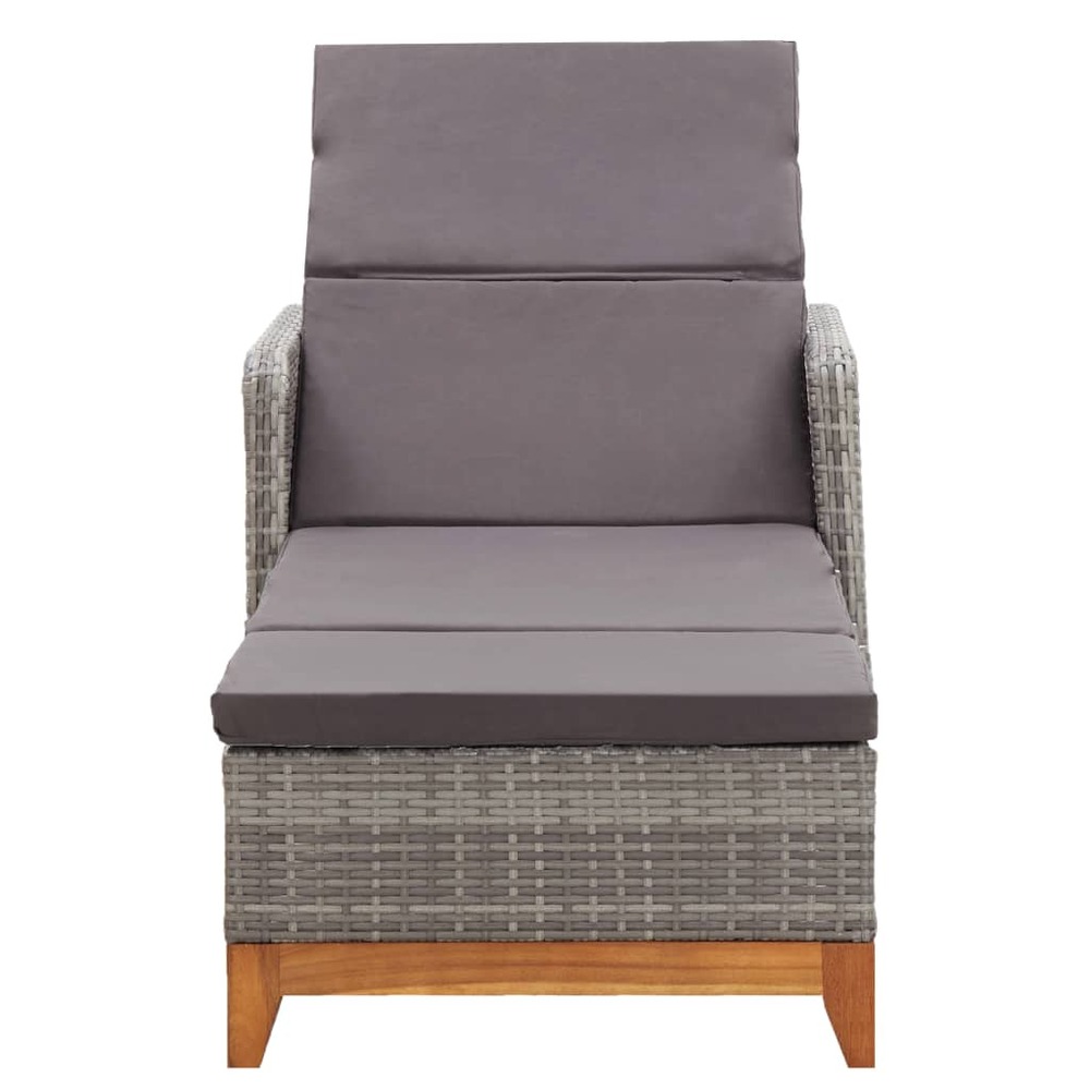 Chaise longue résine tressée et bois d'acacia massif gris