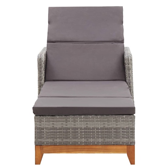 Chaise longue résine tressée et bois d'acacia massif gris