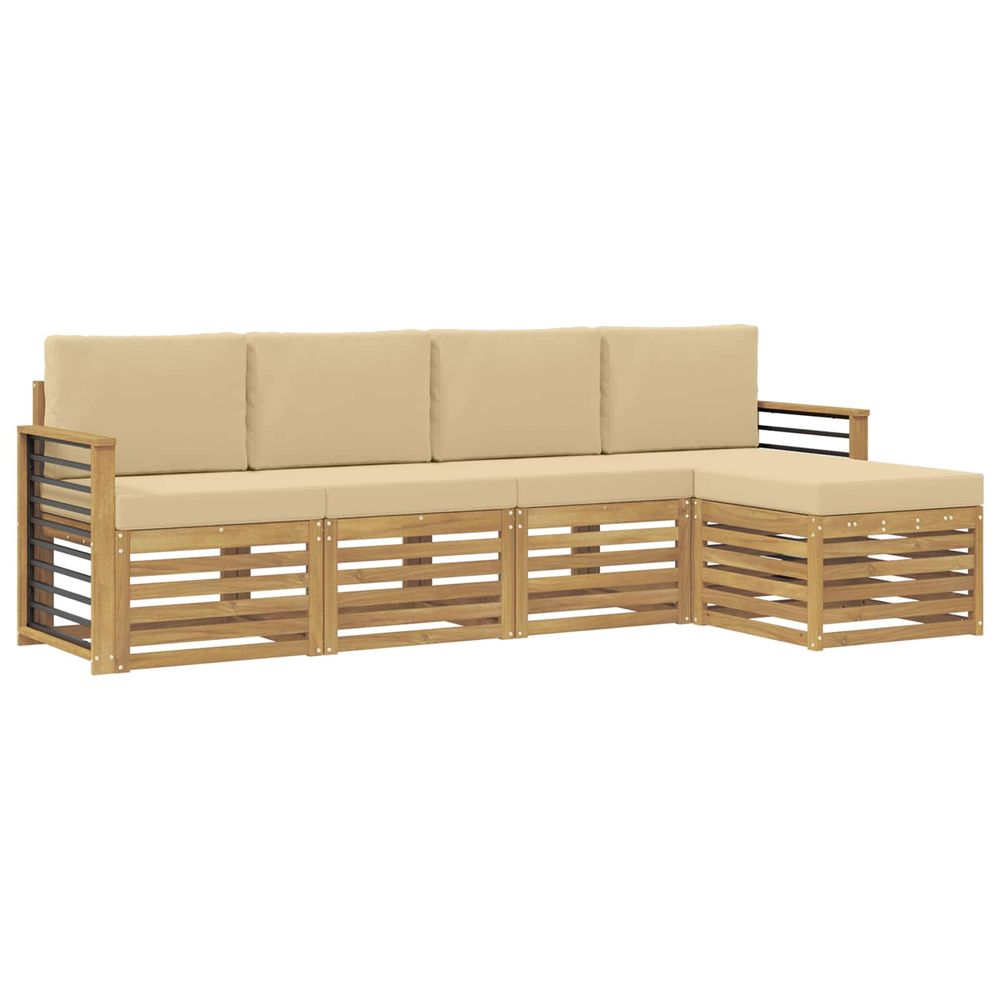 Ensemble de canapés d'extérieur 5 pc blanc et beige polyester
