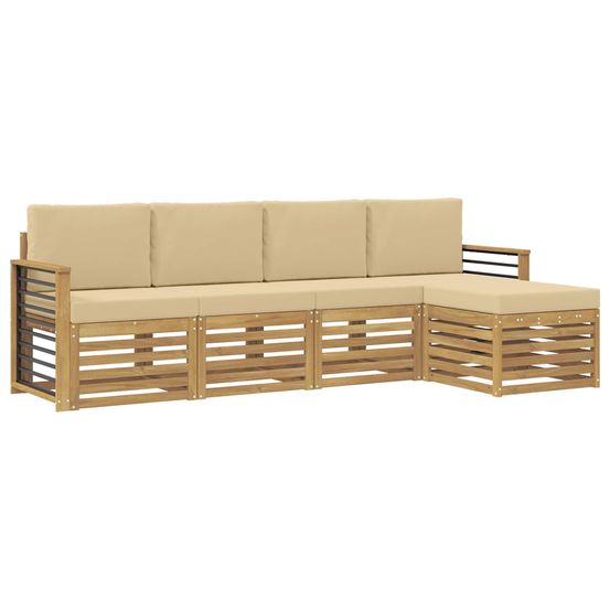 Ensemble de canapés d'extérieur 5 pc blanc et beige polyester