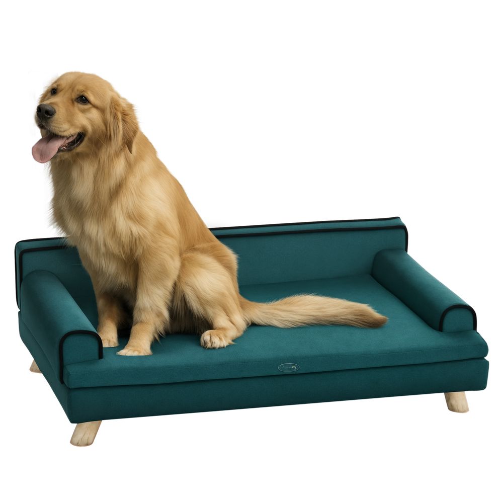 Grand canapé chenille pour chien et chat repos optimal 100x62x32cm bleu canard - comfortxl outdoor living