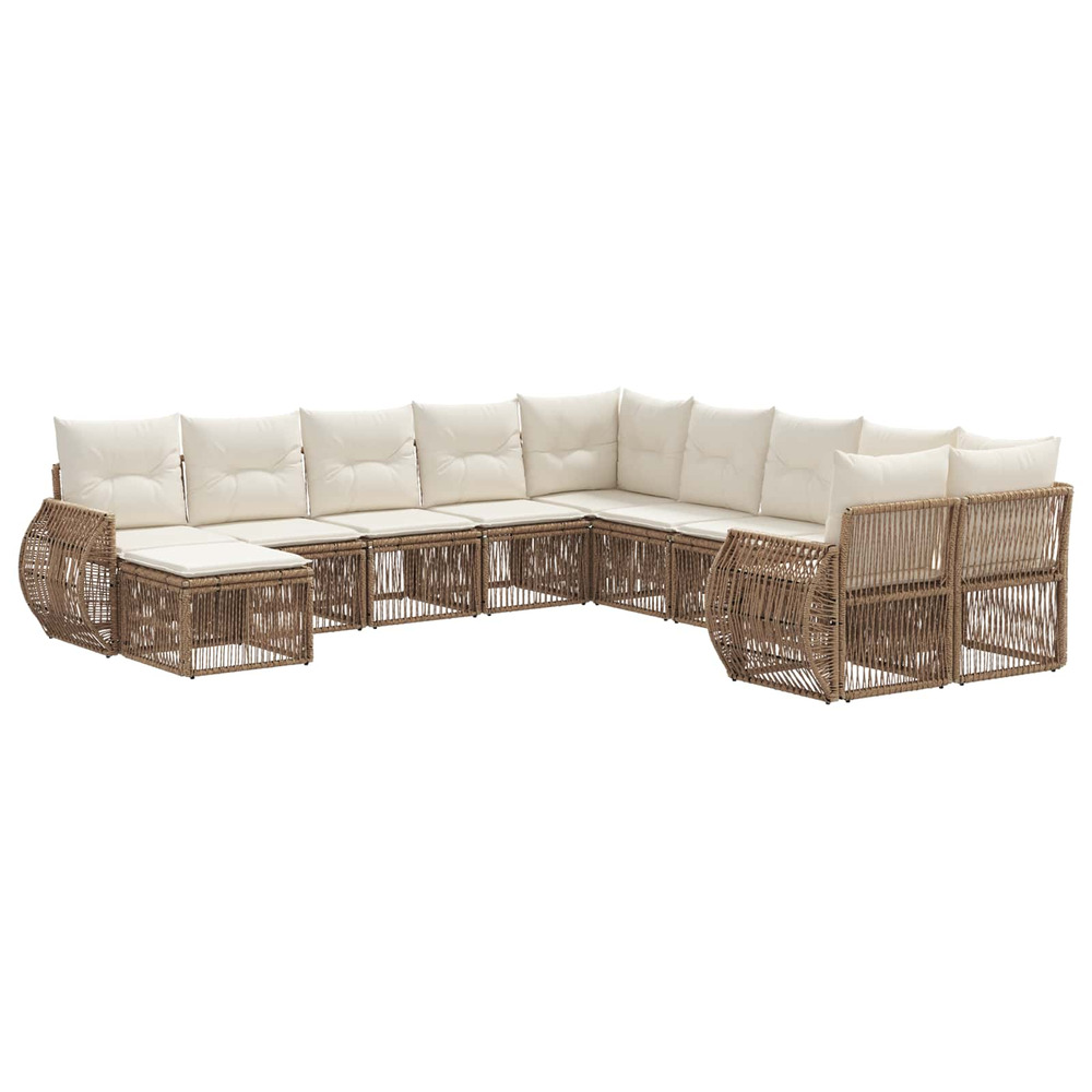 Ensemble de canapé de jardin 11 pcs beige polyrotin