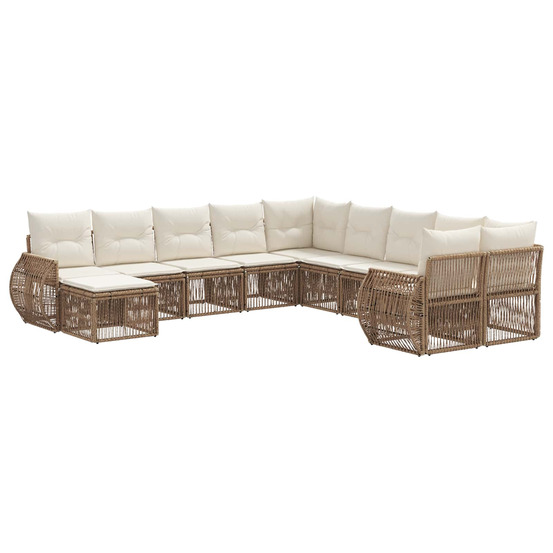 Ensemble de canapé de jardin 11 pcs beige polyrotin