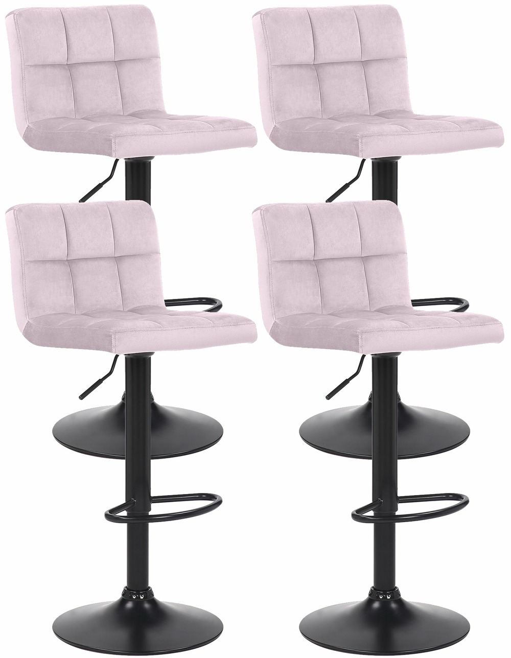 Lot de 4 tabourets de bar feni velours
