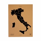 Carte en liège - carte boisée italie naturelle / 90 x 60 cm / noir / sans cadre