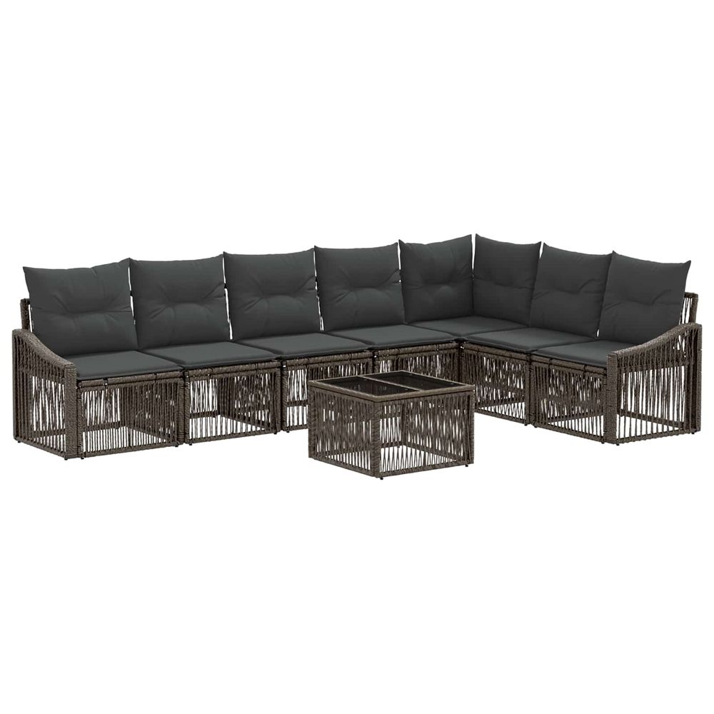Ensemble de canapé de jardin 8 pc gris polyrotin