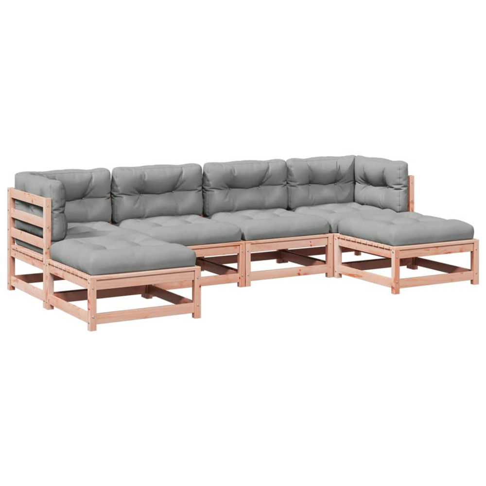 Salon de jardin 6 pcs et coussins bois massif sapin de douglas