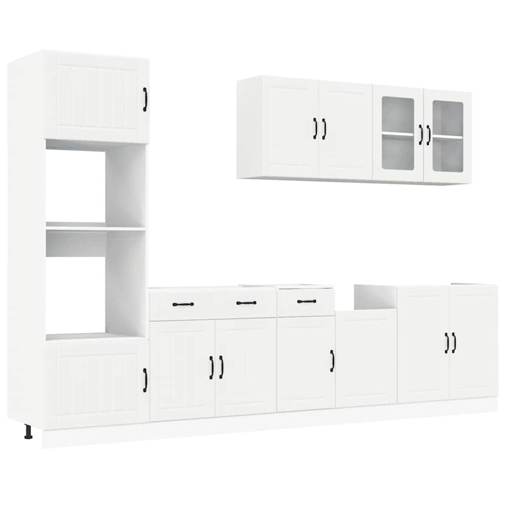 Ensemble d'armoires cuisine 7pcs kalmar blanc bois d'ingénierie
