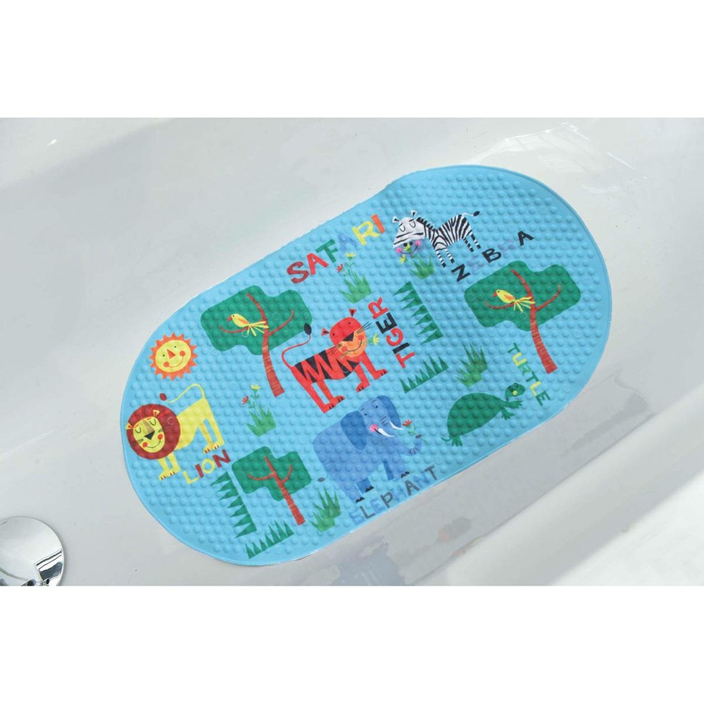 Fond de baignoire imprime safari pvc/polyester 69x39cm - enfantine