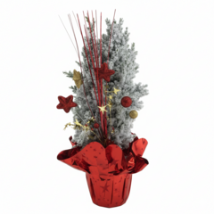 Elwoodii floqué p9cm avec pic feu d'artifice et colerette rouge