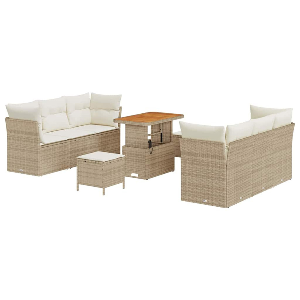 Ensemble de canapé de jardin 9 pcs beige et crème polyrotin