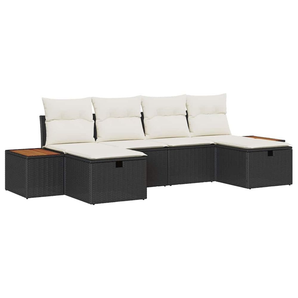 Ensemble de canapé de jardin 6 pc noir polyrotin