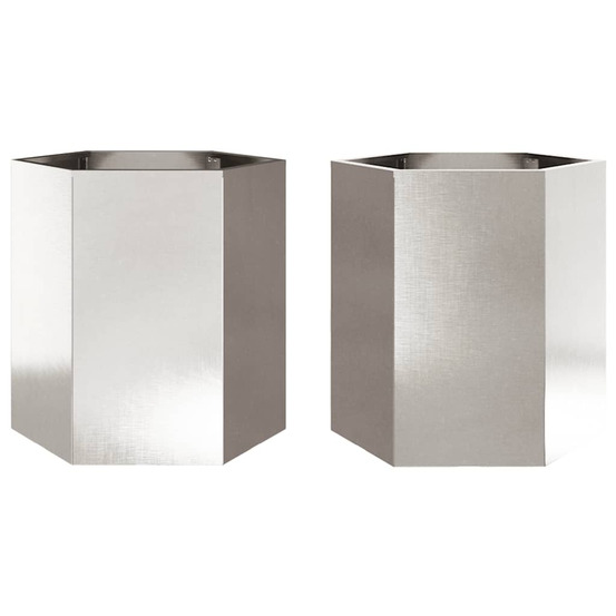 Jardinière d'extérieurs 2 pcs hexagone 46x40x45 cm acier inoxydable