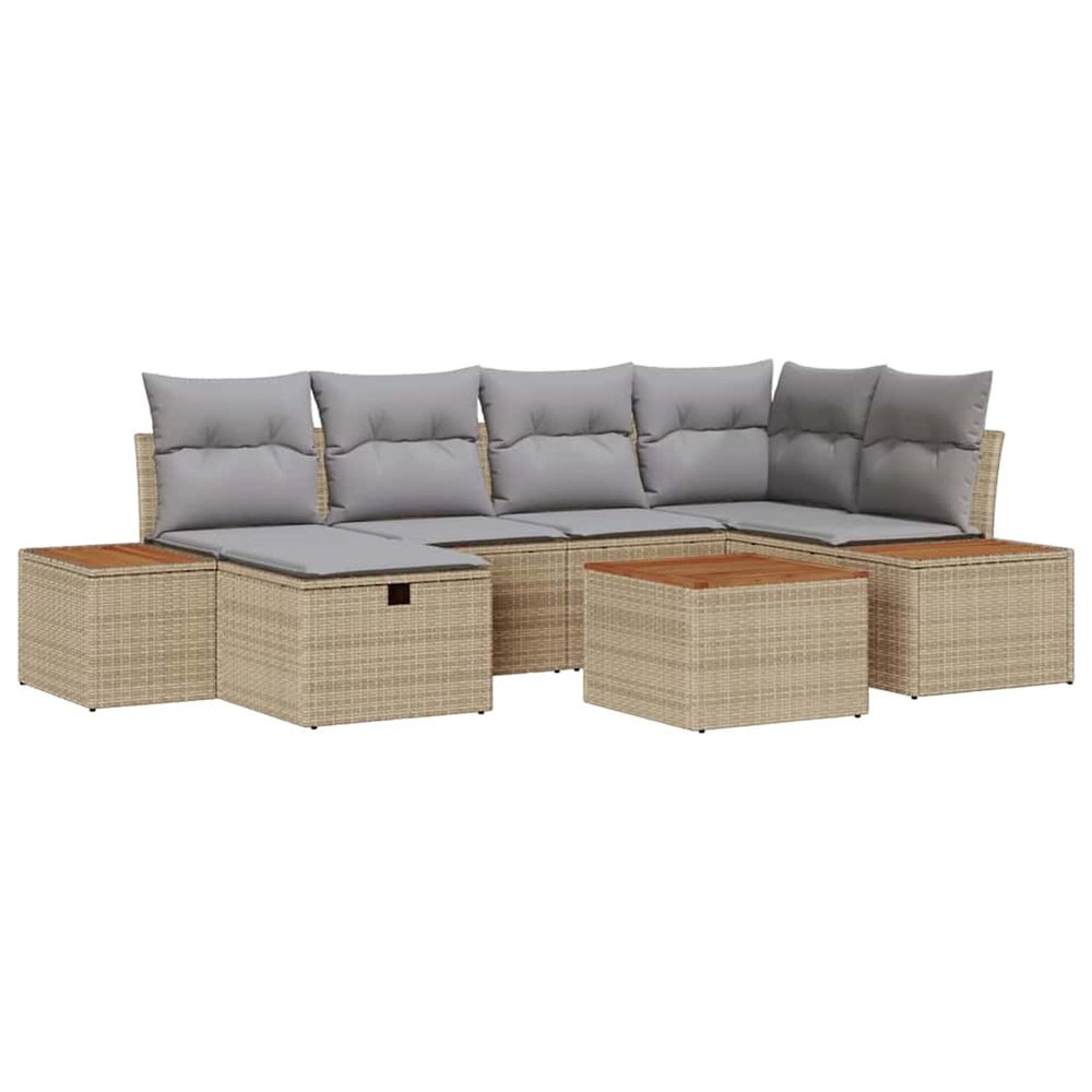 Ensemble de canapé de jardin 7 pc beige polyrotin