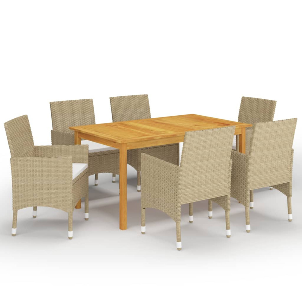 Ensemble à manger de jardin 7 pcs beige