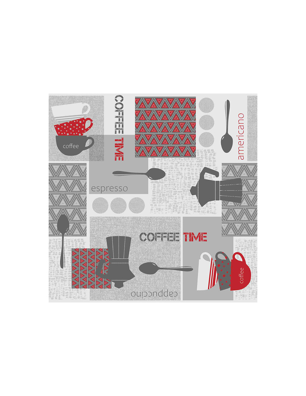 Toile cirée déco access deco coffee time rouge rl de 140cmx20m - access deco
