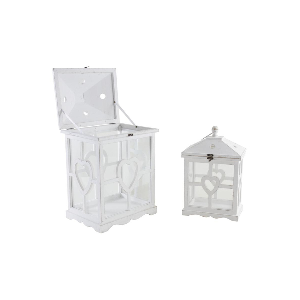 Lanternes en bois blanchi et verre