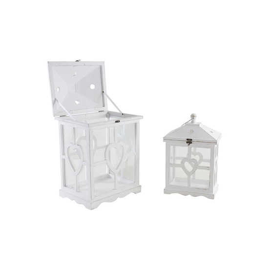 Lanternes en bois blanchi et verre