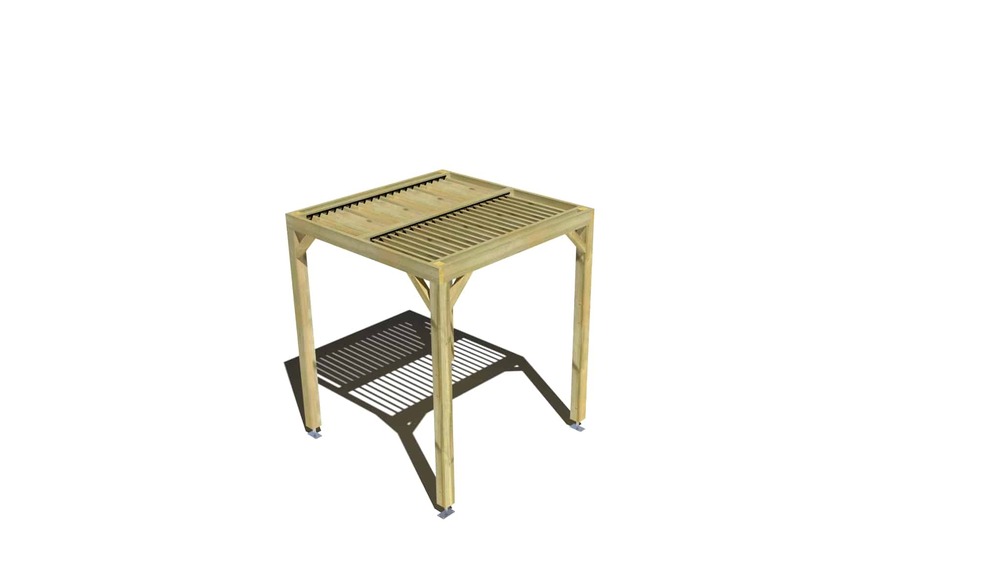Pergola bois • 2m x 2m • indépendante • sens largeur • lames orientables bioclimatiques incluses • livraison comprise