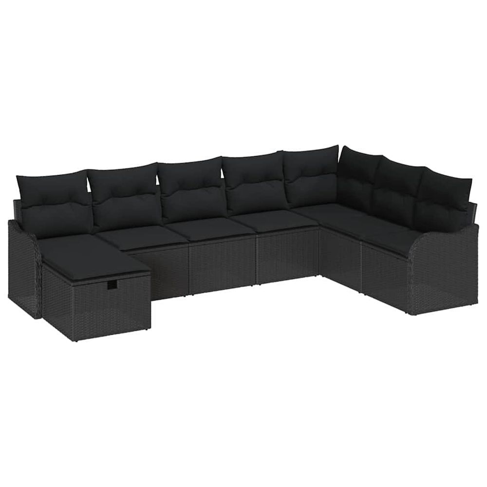 Ensemble de canapé de jardin 8 pc noir polyrotin