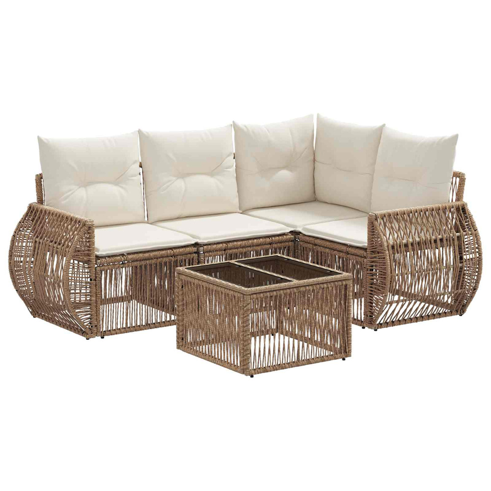 Ensemble de canapé de jardin 5 pcs beige et blanc crème