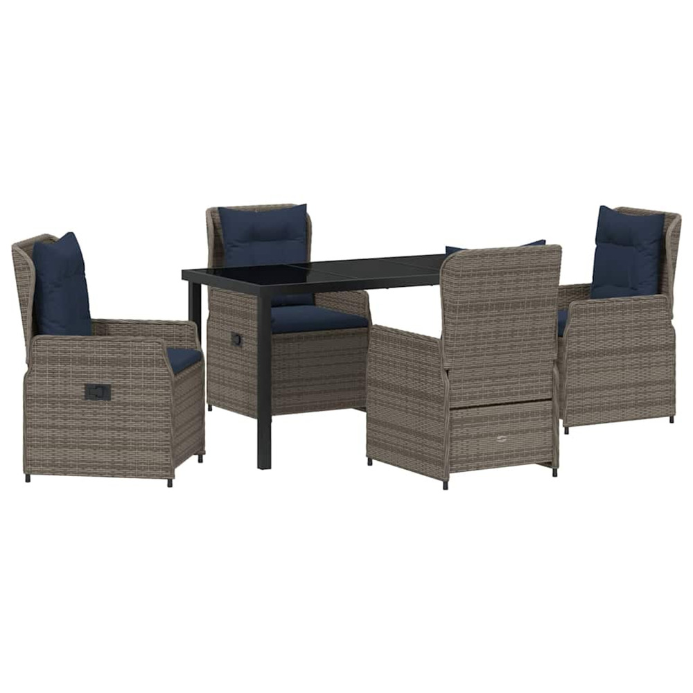 Ensemble de salle à manger pour jardin 5 pcs gris poly rotin