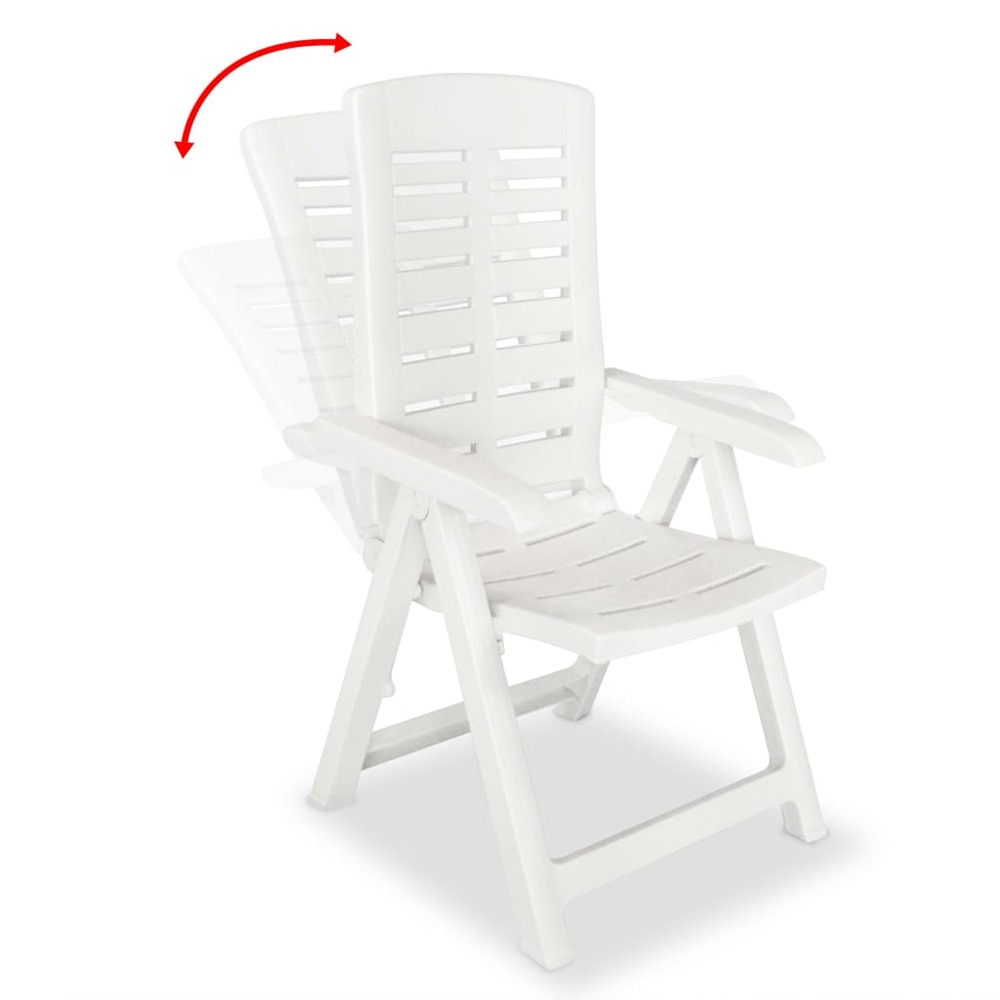 Lot de 2 chaises inclinables de jardin plastique blanc