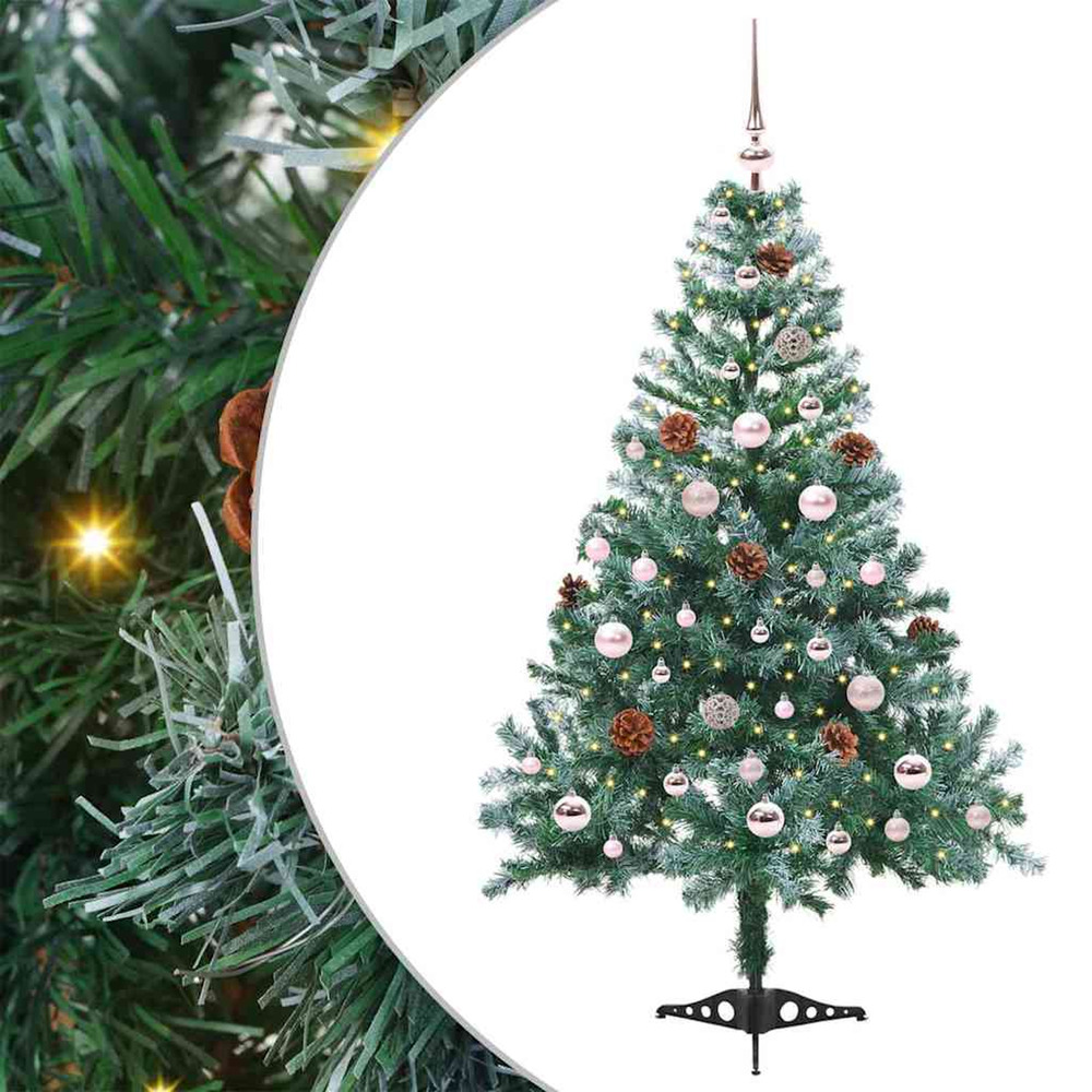 Sapin de noël artificiel avec 150 led vert 150 cm pvc et acier