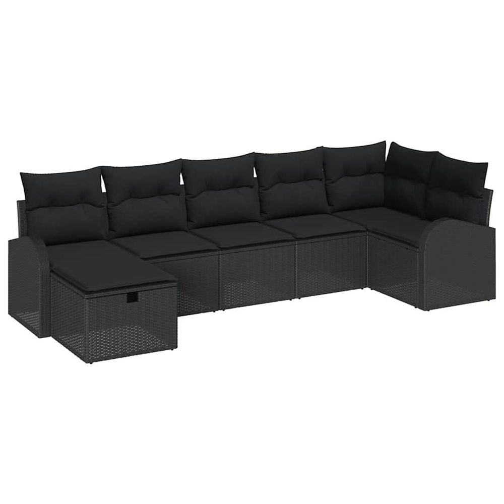 Ensemble de canapé de jardin 7 pc noir polyrotin