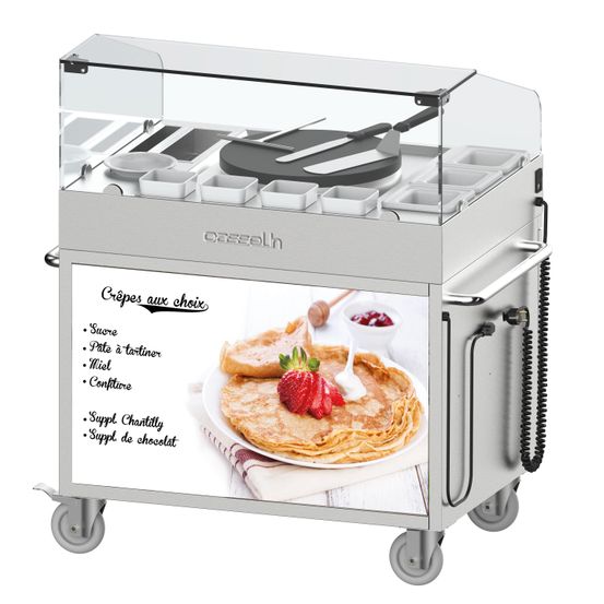 Chariot avec crêpière 40 cm encastrée et ses accessoires - casselin