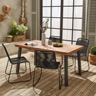 Table intérieur / extérieur santana en bois et métal. 150cm + 4 chaises en corde brasilia noires. Empilables