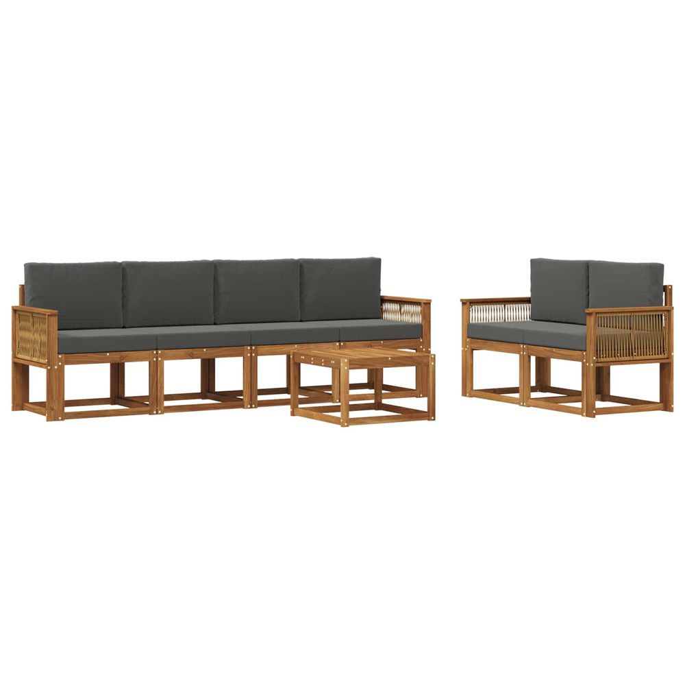 Ensemble de canapés d'extérieur 7 pc naturel et anthracite