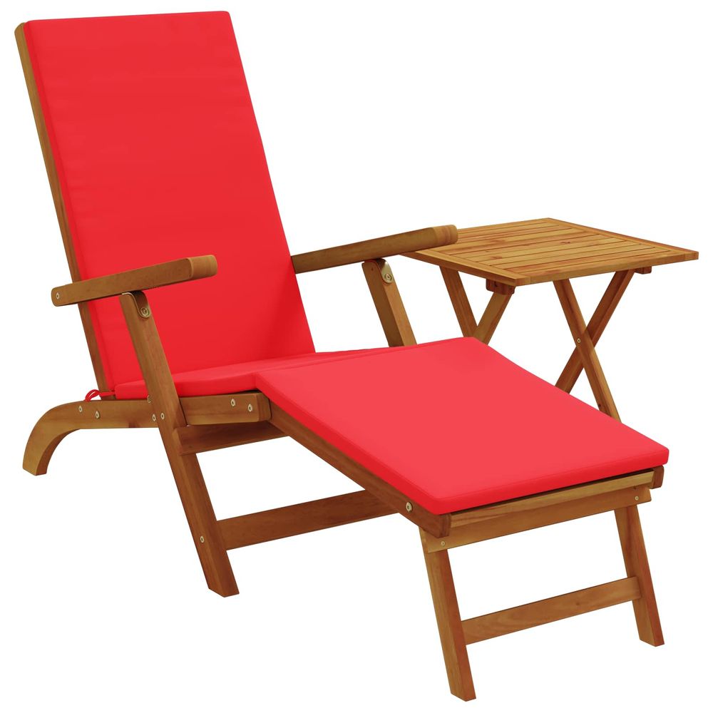 Chaise longue inclinable et pliable 2 pc bois d'acacia massif bain de soleil