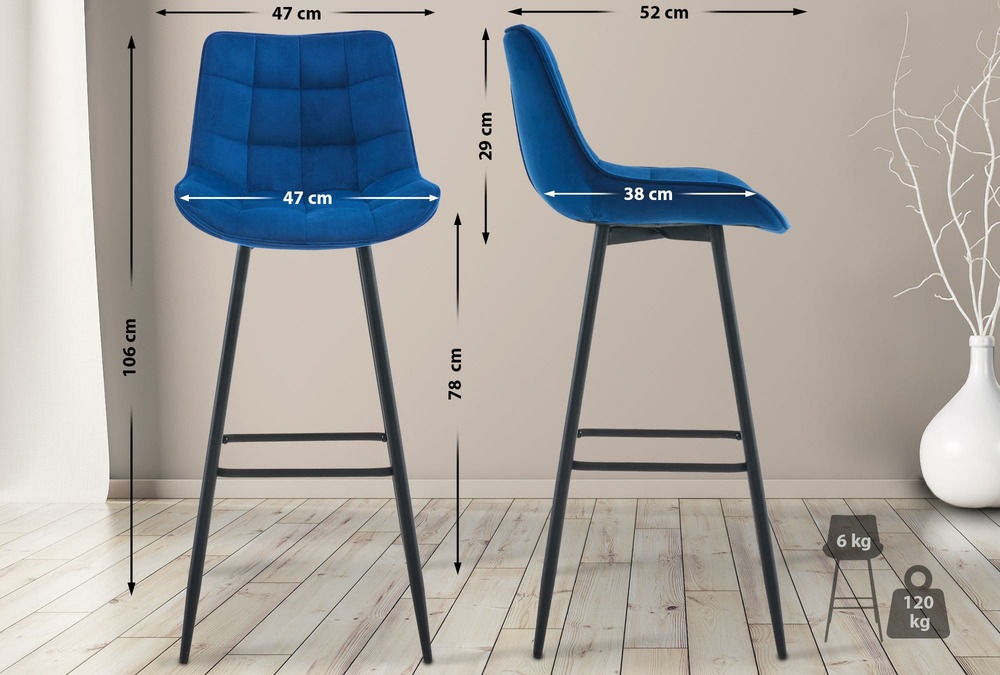 Tabouret de bar dartford velours