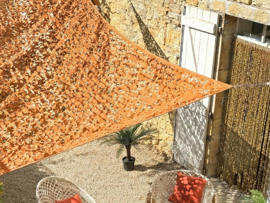 Filet d'ombrage triangulaire polyester oxford, 3,4 m, army sable