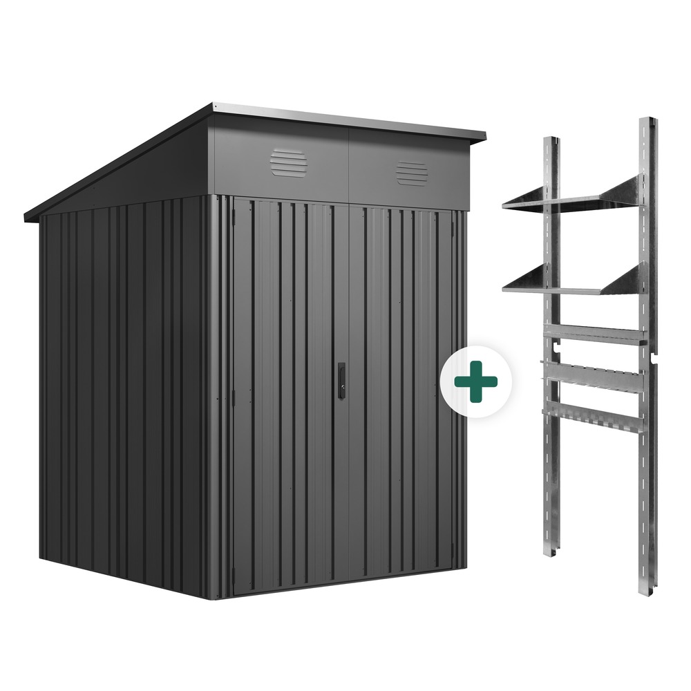 Abri de jardin extérieur pioneer y30 – étagère et supports inclus – montage autoportant – 162x174x207cm – 2,82m²