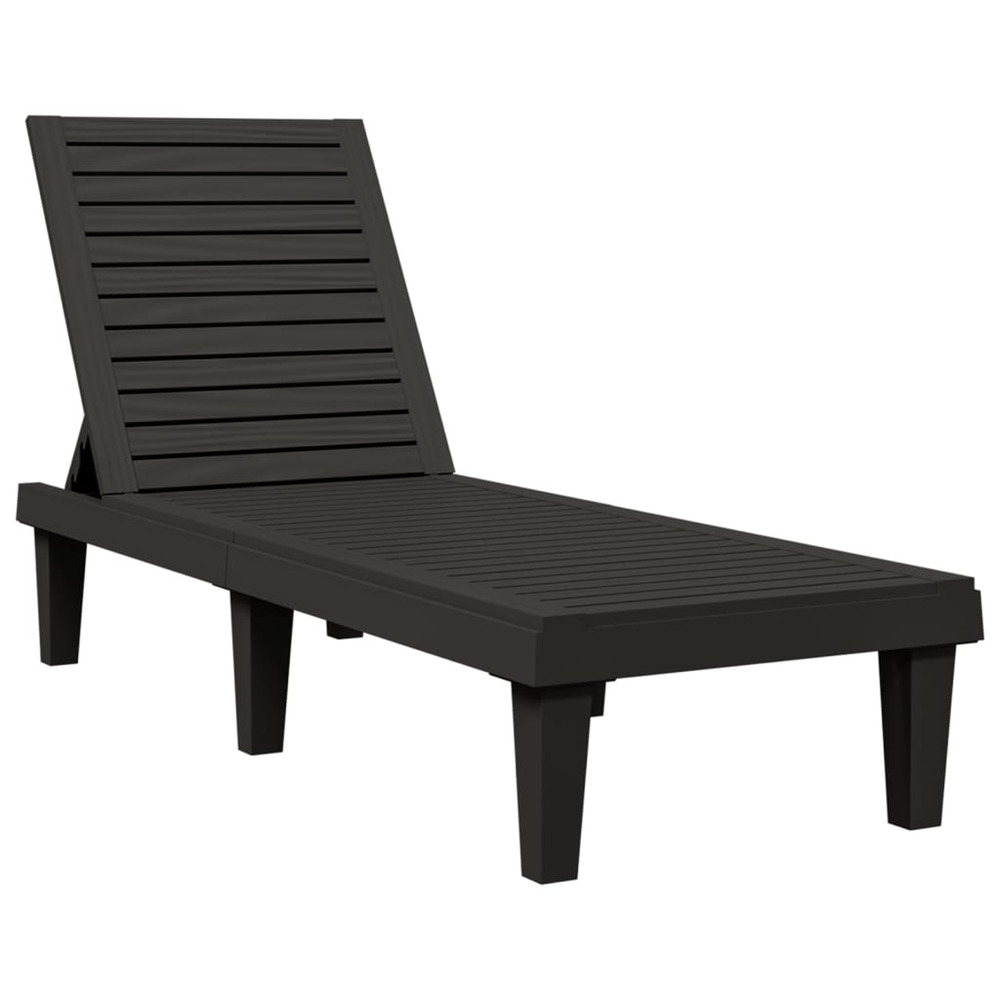 Chaise longue noir 155x58x83 cm polypropylène bain de soleil
