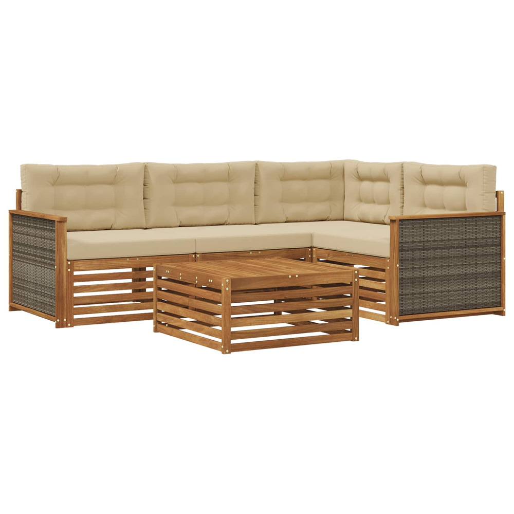Ensemble de canapés d'extérieur 5 pcs naturel et beige