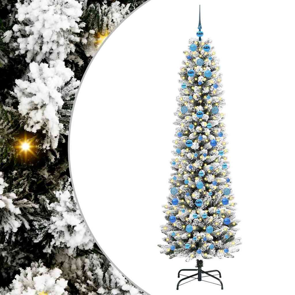 Sapin de noël artificiel blanc 210 cm pvc, métal et plastique